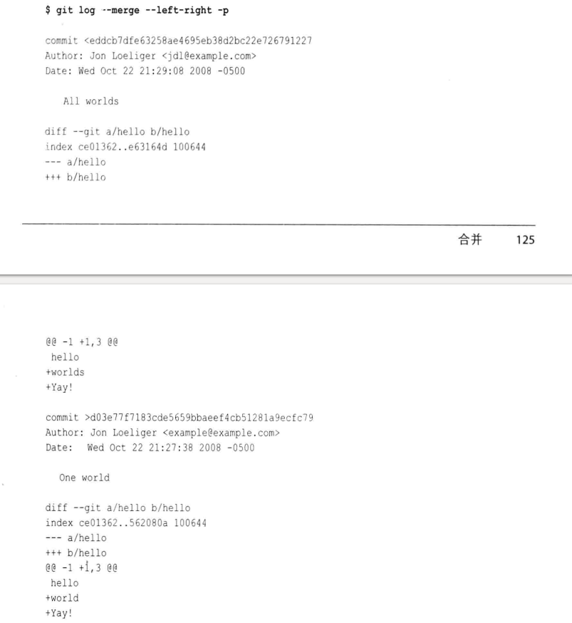 图 git log --merge --left-right -p